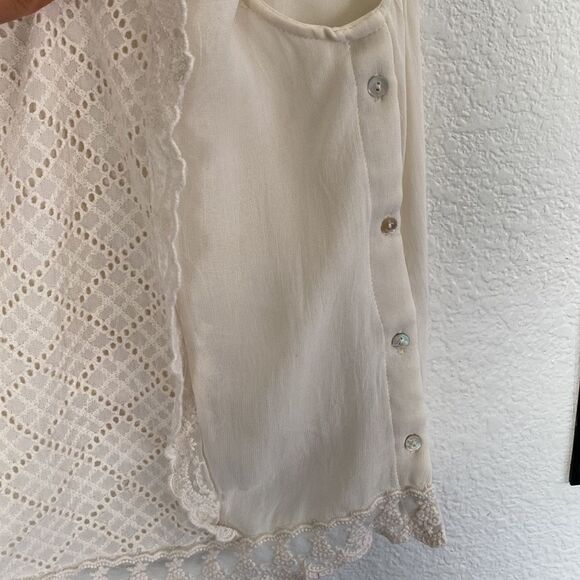 Zara White Cream Shift Lace Blouse Size Medium - Picture 3 of 4